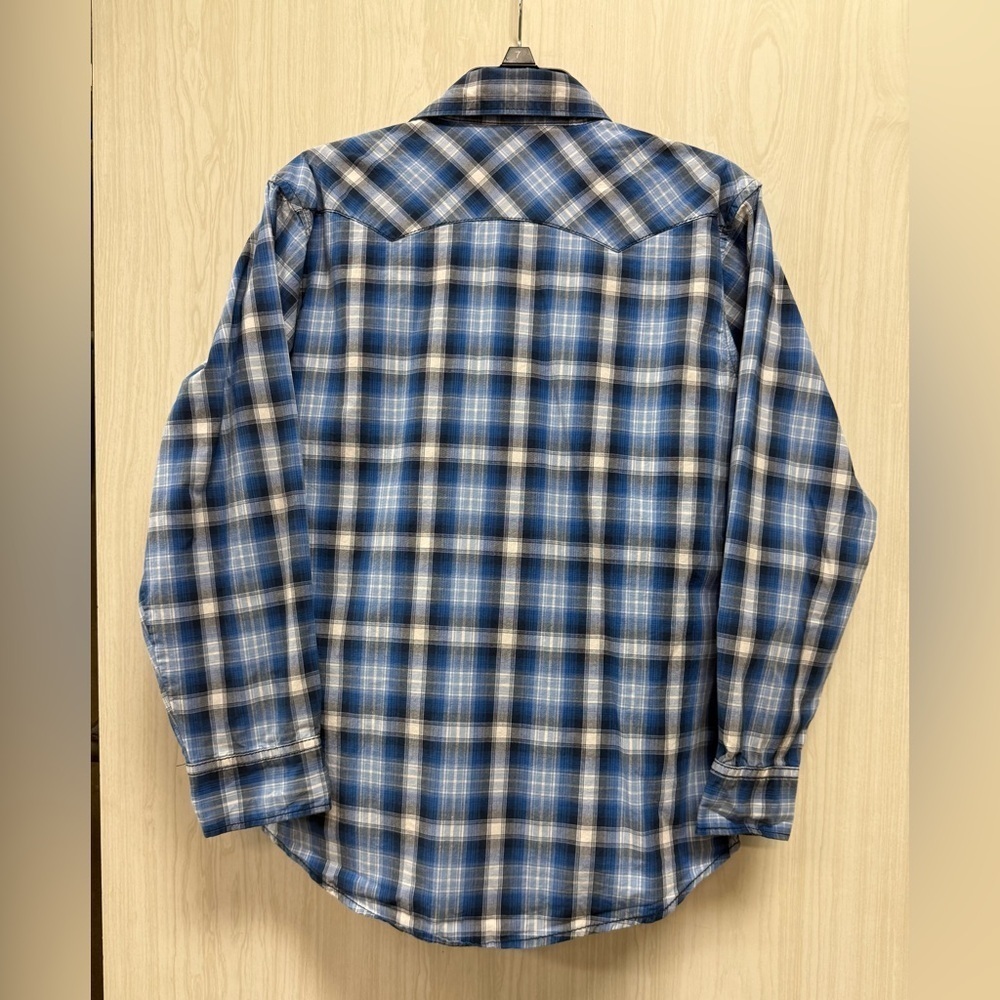 Wrangler Boys Blue Plaid Long Sleeve Dress shirt. Size Large (10-12) 0100 - Picture 2 of 9